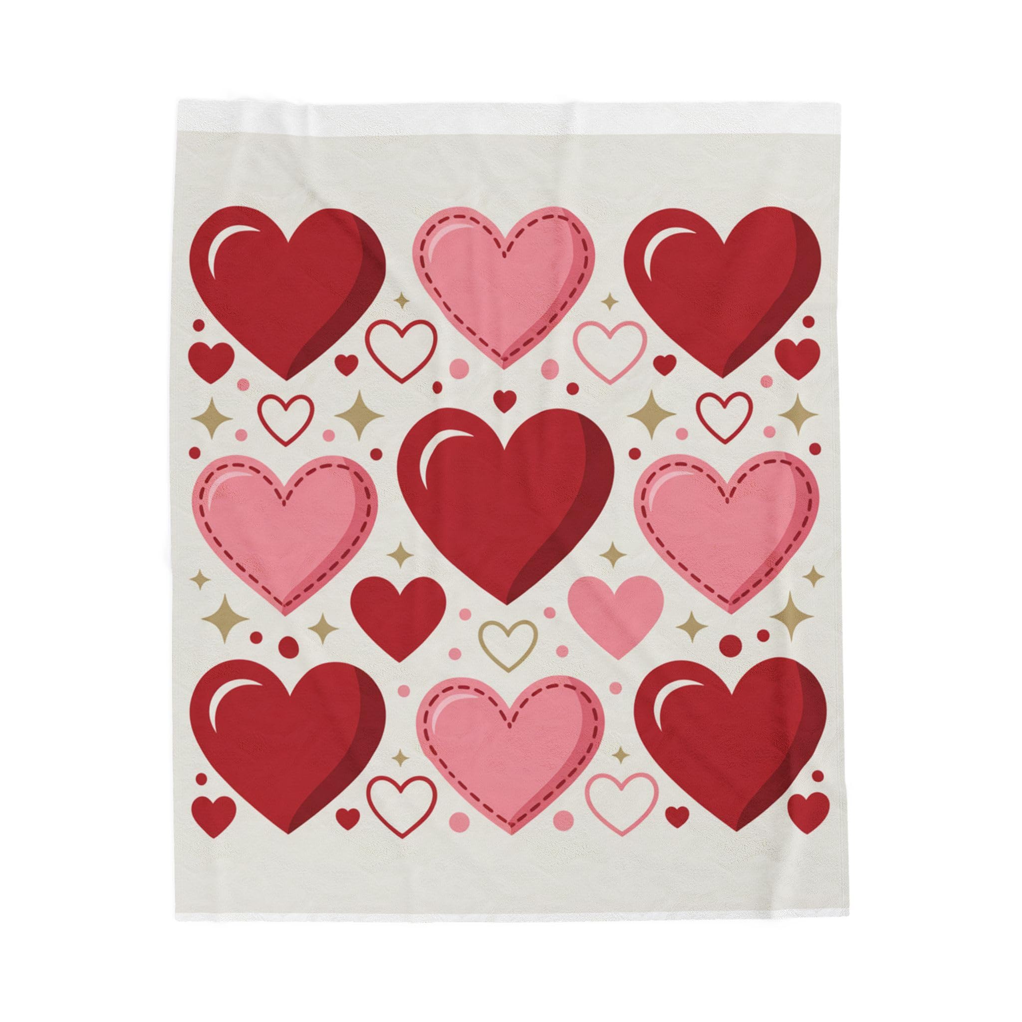 Red and Pink Heart Pattern Velveteen Plush Blanket