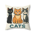 Three Cartoon Cats Faux Suede Pillow