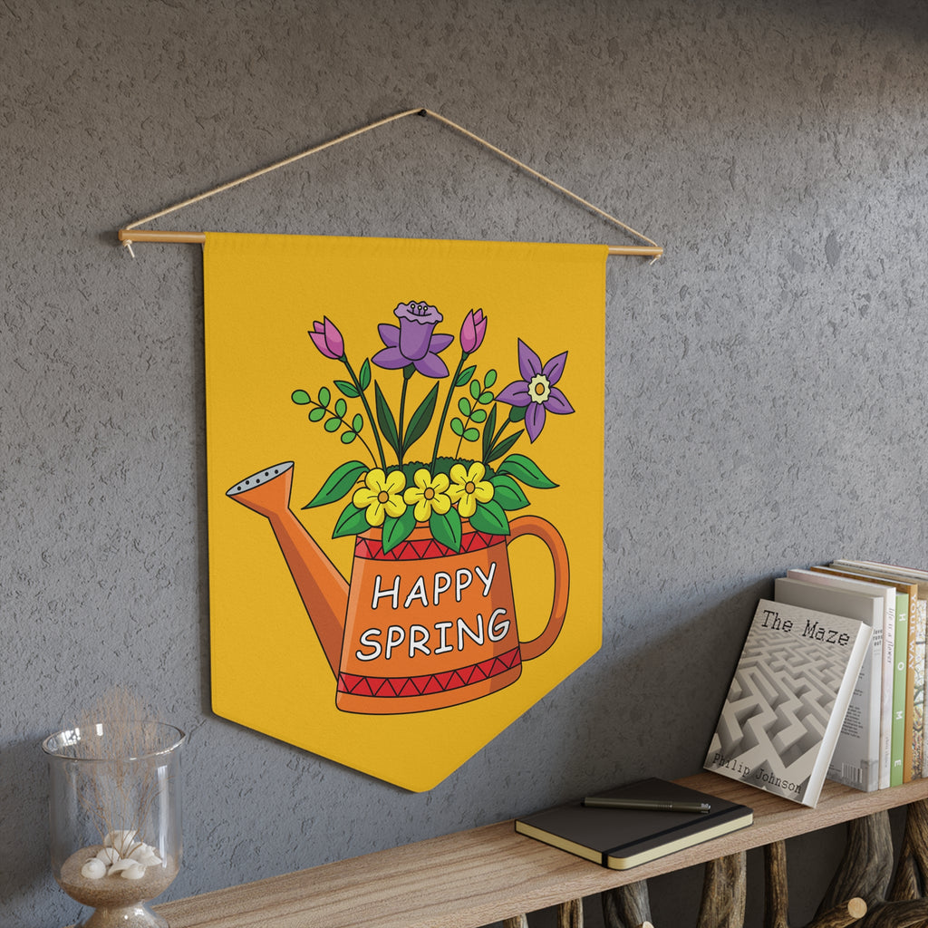 Spring Watering Can Pennant Banner – "Happy Spring" Floral Décor