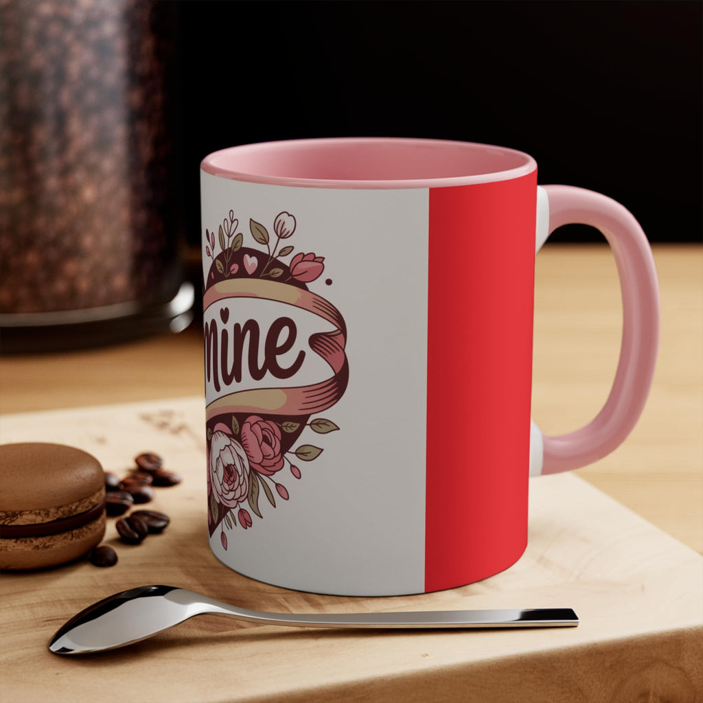 Be Mine Heart floral design Accent Mug