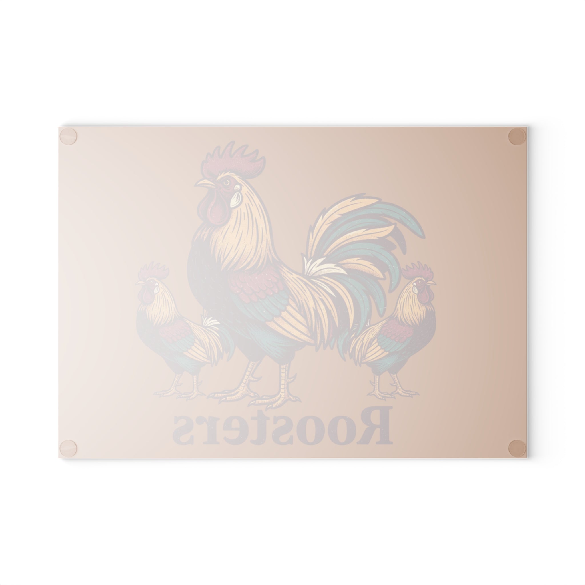 Roosters Glass Cutting Board — Rustic Farmhouse Rooster Kitchen Decor