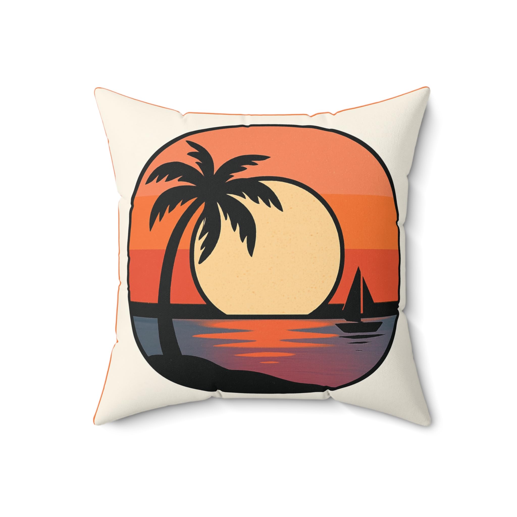Retro Palm Tree Sunset Faux Suede Pillow