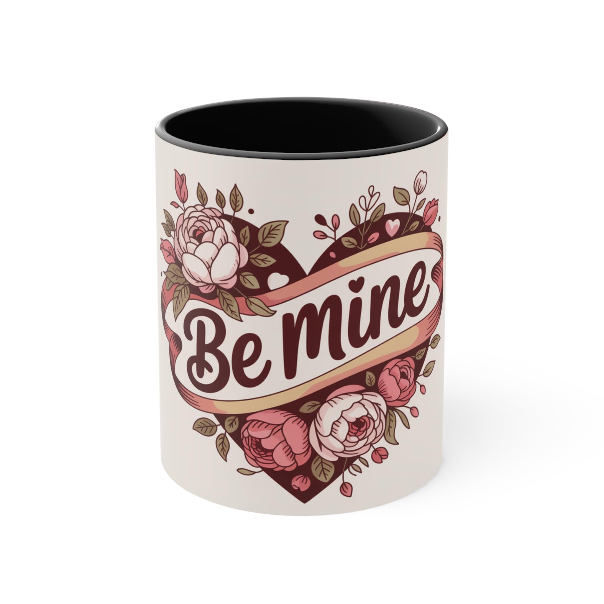 Be Mine Heart floral design Accent Mug
