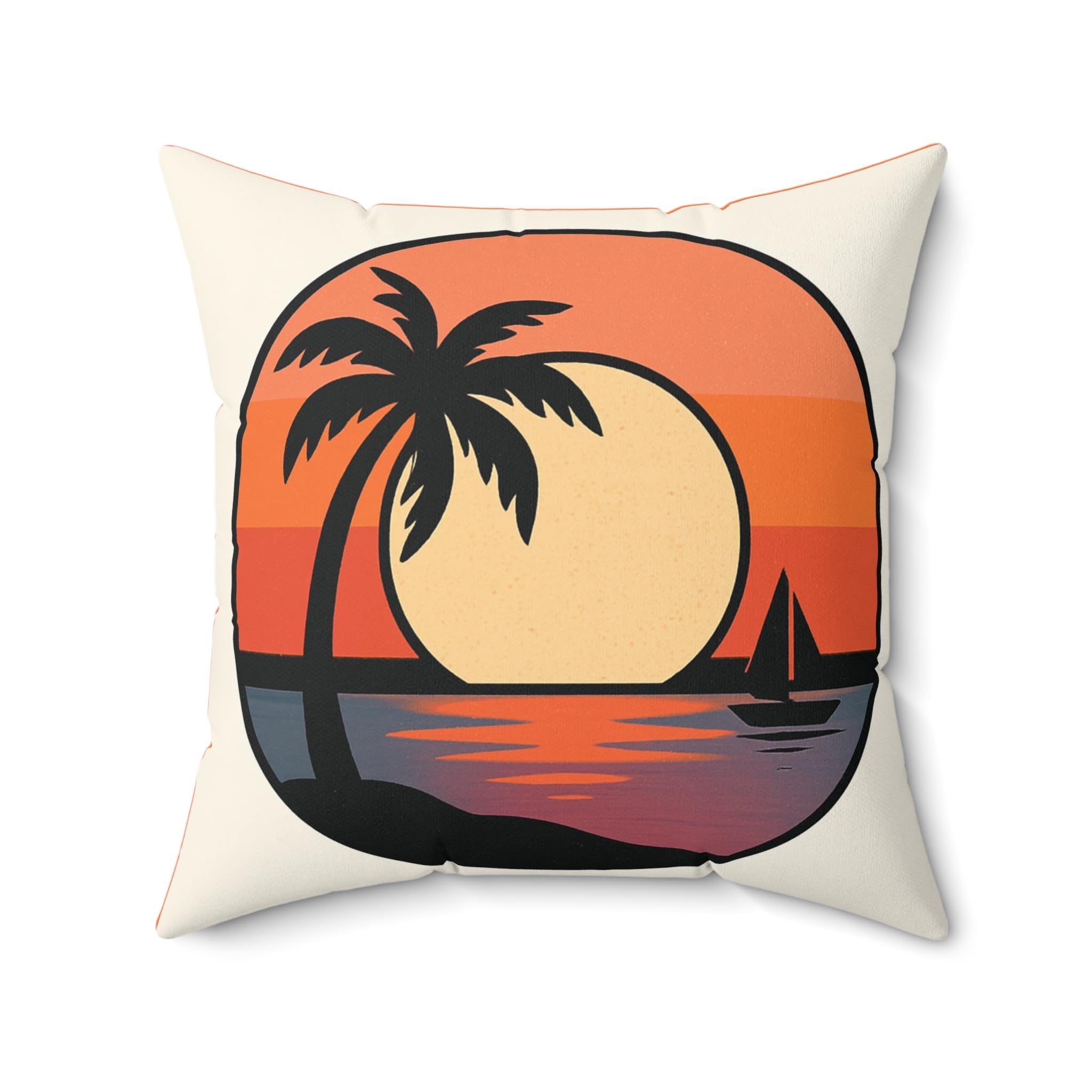 Retro Palm Tree Sunset Faux Suede Pillow