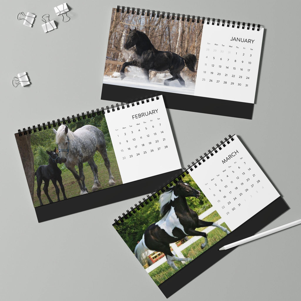 Beautiful Horses Desktop Calendar 2026
