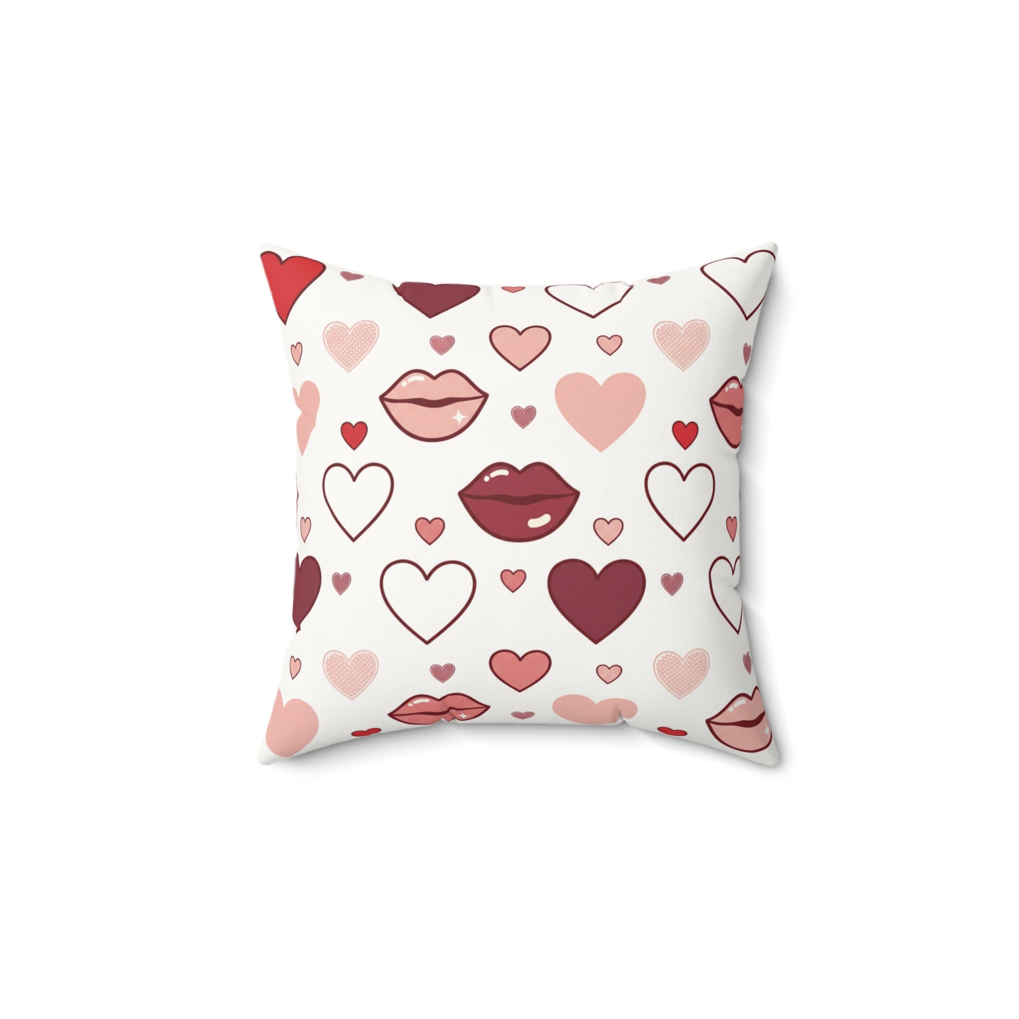 Valentine Kiss Pattern Faux Suede Pillow