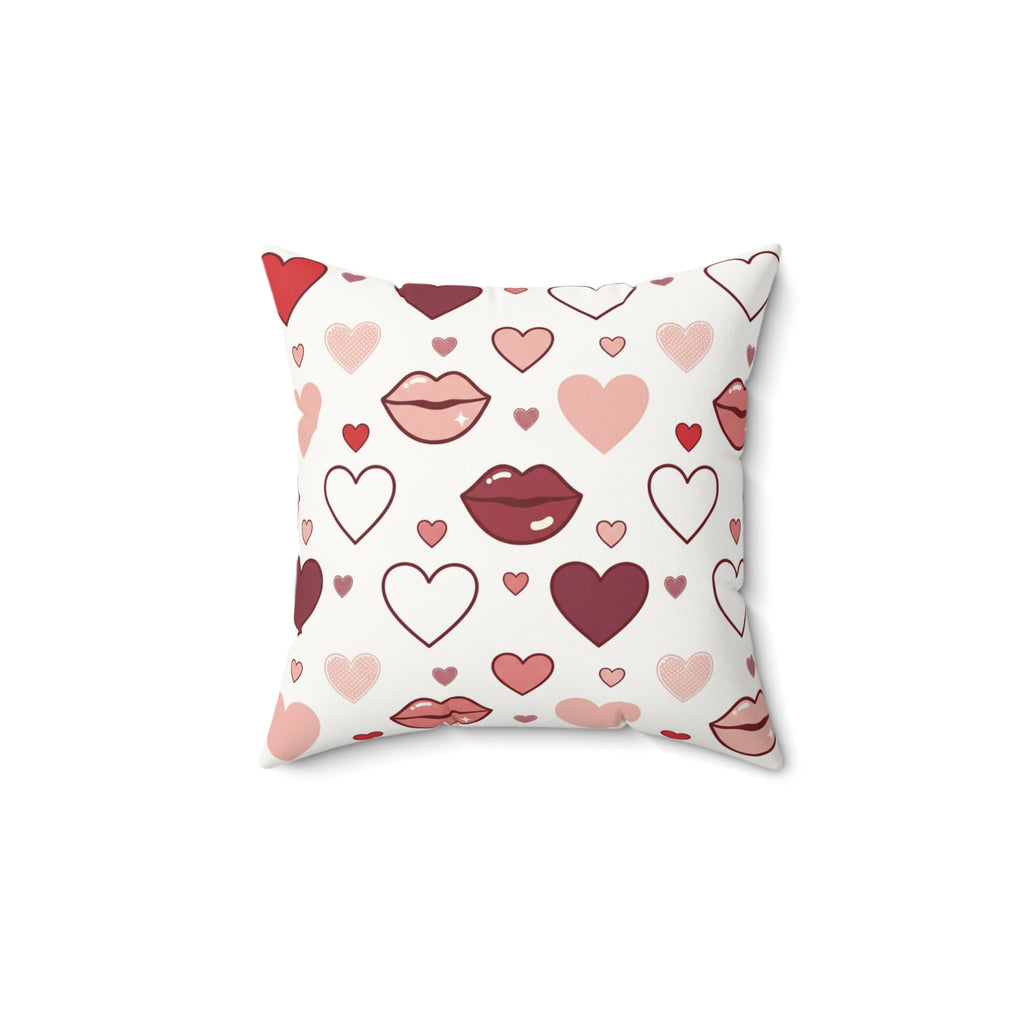 Valentine Kiss Pattern Faux Suede Pillow