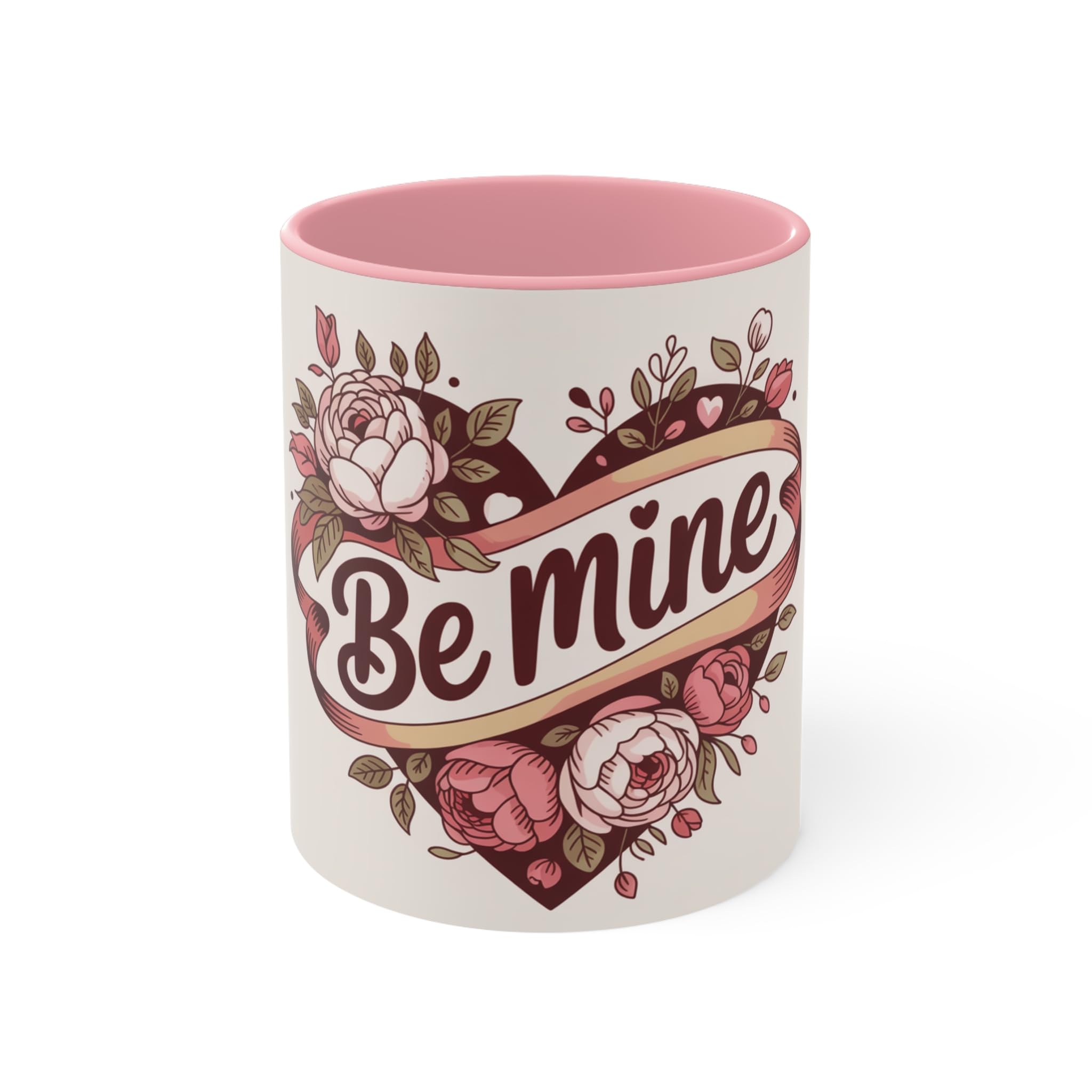 Be Mine Heart floral design Accent Mug