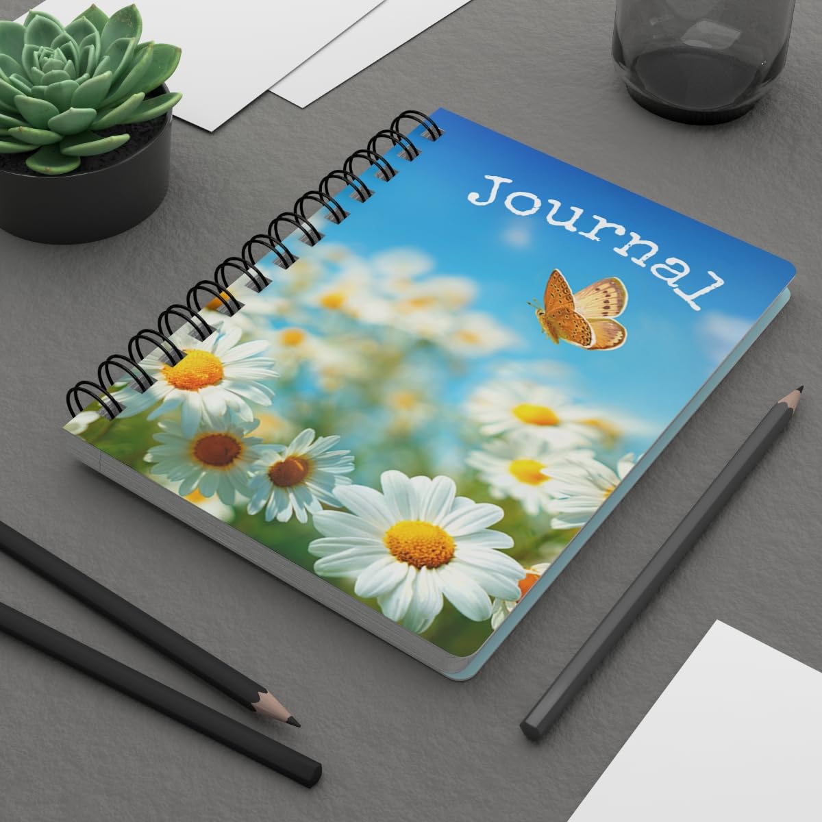 Whimsical Floral Spiral Bound Journal, Nature Lover's Diary, Gift for Writers, Personal Organizer, Butterfly Note Book